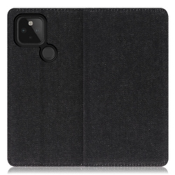 WORK17GG-BK-GPX4A5G [LOOF Simplle Google Pixel 4a（5G）用 デニム生地スマホケース/スタンド機能＆カードポケット付き ブラック]