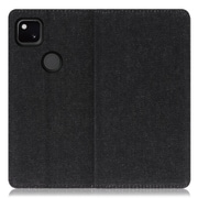 WORK17GG-BK-GPX4A [LOOF Simplle Google Pixel 4a用 デニム生地スマホケース/スタンド機能＆カードポケット付き ブラック]