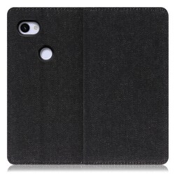 WORK17GG-BK-3AXL [LOOF Simplle Google Pixel 3a XL用 デニム生地スマホケース/スタンド機能＆カードポケット付き ブラック]