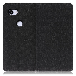WORK17GG-BK-3A [LOOF Simplle Google Pixel 3a用 デニム生地スマホケース/スタンド機能＆カードポケット付き ブラック]