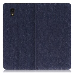 WORK17AO-BU-SEN [LOOF Simplle AQUOS sense/sense lite/sense basic用 デニム生地スマホケース/スタンド機能＆カードポケット付き ブルー]