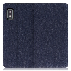 WORK17AO-BU-AWISH [LOOF Simplle AQUOS wish/wish2用 デニム生地スマホケース/スタンド機能＆カードポケット付き ブルー]
