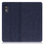 WORK17AO-BU-AWISH [LOOF Simplle AQUOS wish/wish2用 デニム生地スマホケース/スタンド機能＆カードポケット付き ブルー]