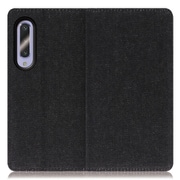 WORK17AO-BK-AZ5GB [LOOF Simplle AQUOS zero5G basic用 デニム生地スマホケース/スタンド機能＆カードポケット付き ブラック]