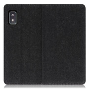 WORK17AO-BK-AWISH [LOOF Simplle AQUOS wish/wish2用 デニム生地スマホケース/スタンド機能＆カードポケット付き ブラック]