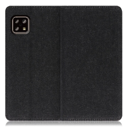 WORK17AO-BK-ASE4 [LOOF Simplle AQUOS sense5G/sense4 basic/sense4 lite用 デニム生地スマホケース/スタンド機能＆カードポケット付き ブラック]