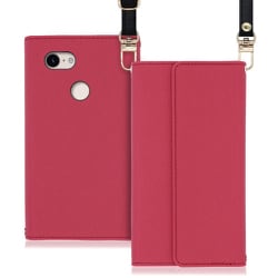 WORK22GG-RS-PX3XL [LOOF Strap Google Pixel 3 XL用 クラッチバッグ風スマホケース/ロングストラップ＆カードポケット付き ダスティローズ]