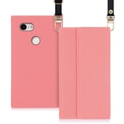 WORK22GG-PK-PX3XL [LOOF Strap Google Pixel 3 XL用 クラッチバッグ風スマホケース/ロングストラップ＆カードポケット付き ピンク]