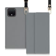 WORK22GG-GY-PX4 [LOOF Strap Google Pixel 4用 クラッチバッグ風スマホケース/ロングストラップ＆カードポケット付き グレー]