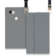 WORK22GG-GY-PX3XL [LOOF Strap Google Pixel 3 XL用 クラッチバッグ風スマホケース/ロングストラップ＆カードポケット付き グレー]