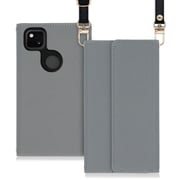 WORK22GG-GY-GPX4A [LOOF Strap Google Pixel 4a用 クラッチバッグ風スマホケース/ロングストラップ＆カードポケット付き グレー]