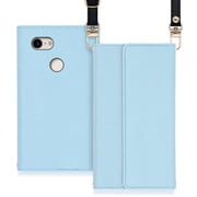 WORK22GG-BU-PX3 [LOOF Strap Google Pixel 3用 クラッチバッグ風スマホケース/ロングストラップ＆カードポケット付き ブルー]