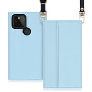 WORK22GG-BU-GPX5 [LOOF Strap Google Pixel 5用 クラッチバッグ風スマホケース/ロングストラップ＆カードポケット付き ブルー]