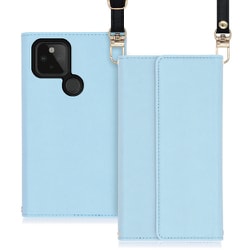 WORK22GG-BU-GPX4A5G [LOOF Strap Google Pixel 4a（5G）用 クラッチバッグ風スマホケース/ロングストラップ＆カードポケット付き ブルー]