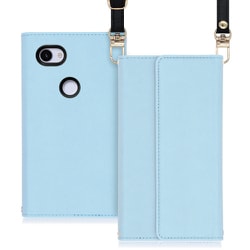 WORK22GG-BU-3A [LOOF Strap Google Pixel 3a用 クラッチバッグ風スマホケース/ロングストラップ＆カードポケット付き ブルー]
