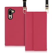 WORK22AO-RS-SMP5 [LOOF Strap AQUOS シンプルスマホ5用 クラッチバッグ風スマホケース/ロングストラップ＆カードポケット付き ダスティローズ]