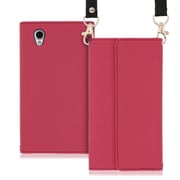 WORK22AO-RS-SENP [LOOF Strap AQUOS sense plus用 クラッチバッグ風スマホケース/ロングストラップ＆カードポケット付き ダスティローズ]