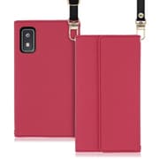 WORK22AO-RS-AWISH [LOOF Strap AQUOS wish/wish2用 クラッチバッグ風スマホケース/ロングストラップ＆カードポケット付き ダスティローズ]