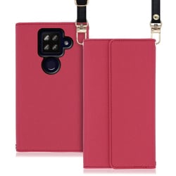 WORK22AO-RS-ASE4P [LOOF Strap AQUOS sense4 plus用 クラッチバッグ風スマホケース/ロングストラップ＆カードポケット付き ダスティローズ]