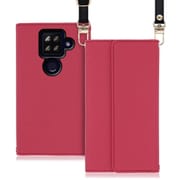 WORK22AO-RS-ASE4P [LOOF Strap AQUOS sense4 plus用 クラッチバッグ風スマホケース/ロングストラップ＆カードポケット付き ダスティローズ]