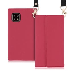 WORK22AO-RS-ASE4 [LOOF Strap AQUOS sense5G/sense4 basic/sense4 lite用 クラッチバッグ風スマホケース/ロングストラップ＆カードポケット付き ダスティローズ]