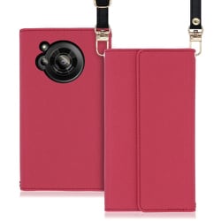 WORK22AO-RS-AR7 [LOOF Strap AQUOS R7用 クラッチバッグ風スマホケース/ロングストラップ＆カードポケット付き ダスティローズ]