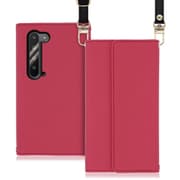 WORK22AO-RS-AR5G [LOOF Strap AQUOS R5G用 クラッチバッグ風スマホケース/ロングストラップ＆カードポケット付き ダスティローズ]