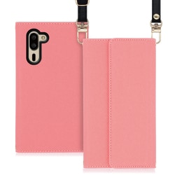 LOOF Strap AQUOS シンプルスマホ5用 クラッチバッグ風スマホケース/ロングストラップ＆カードポケット付き ピンク WORK22AO-PK-SMP5