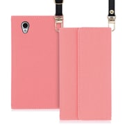 WORK22AO-PK-SENP [LOOF Strap AQUOS sense plus用 クラッチバッグ風スマホケース/ロングストラップ＆カードポケット付き ピンク]