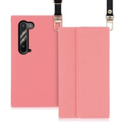 WORK22AO-PK-AR5G [LOOF Strap AQUOS R5G用 クラッチバッグ風スマホケース/ロングストラップ＆カードポケット付き ピンク]