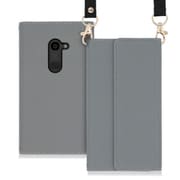 WORK22AO-GY-ZERO [LOOF Strap AQUOS zero用 クラッチバッグ風スマホケース/ロングストラップ＆カードポケット付き グレー]
