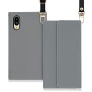 WORK22AO-GY-SMP65G [LOOF Strap AQUOS シンプルスマホ6用 クラッチバッグ風スマホケース/ロングストラップ＆カードポケット付き グレー]