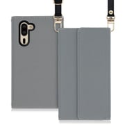WORK22AO-GY-SMP5 [LOOF Strap AQUOS シンプルスマホ5用 クラッチバッグ風スマホケース/ロングストラップ＆カードポケット付き グレー]