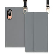WORK22AO-GY-SEN3 [LOOF Strap AQUOS sense3/sense3 lite/sense3 basic用 クラッチバッグ風スマホケース/ロングストラップ＆カードポケット付き グレー]