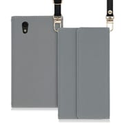 WORK22AO-GY-SEN [LOOF Strap AQUOS sense basic/sense lite用 クラッチバッグ風スマホケース/ロングストラップ＆カードポケット付き グレー]