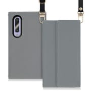 WORK22AO-GY-AZ5GB [LOOF Strap AQUOS zero5G basic用 クラッチバッグ風スマホケース/ロングストラップ＆カードポケット付き グレー]