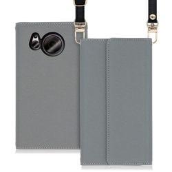 WORK22AO-GY-ASE7P [LOOF Strap AQUOS sense7 Plus用 クラッチバッグ風スマホケース/ロングストラップ＆カードポケット付き グレー]