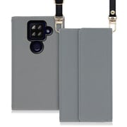 WORK22AO-GY-ASE4P [LOOF Strap AQUOS sense4 plus用 クラッチバッグ風スマホケース/ロングストラップ＆カードポケット付き グレー]