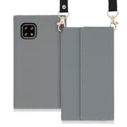 WORK22AO-GY-ASE4 [LOOF Strap AQUOS sense5G/sense4 basic/sense4 lite用 クラッチバッグ風スマホケース/ロングストラップ＆カードポケット付き グレー]