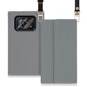 WORK22AO-GY-AR6 [LOOF Strap AQUOS R6用 クラッチバッグ風スマホケース/ロングストラップ＆カードポケット付き グレー]