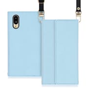 WORK22AO-BU-SMP65G [LOOF Strap AQUOS シンプルスマホ6用 クラッチバッグ風スマホケース/ロングストラップ＆カードポケット付き ブルー]