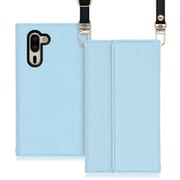 WORK22AO-BU-SMP5 [LOOF Strap AQUOS シンプルスマホ5用 クラッチバッグ風スマホケース/ロングストラップ＆カードポケット付き ブルー]
