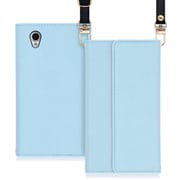 WORK22AO-BU-SENP [LOOF Strap AQUOS sense plus用 クラッチバッグ風スマホケース/ロングストラップ＆カードポケット付き ブルー]