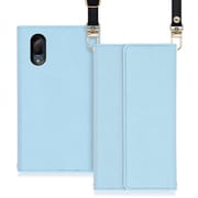 WORK22AO-BU-SEN3P [LOOF Strap AQUOS sense3 plus用 クラッチバッグ風スマホケース/ロングストラップ＆カードポケット付き ブルー]