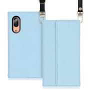 WORK22AO-BU-SEN3 [LOOF Strap AQUOS sense3/sense3 lite/sense3 basic用 クラッチバッグ風スマホケース/ロングストラップ＆カードポケット付き ブルー]