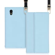 WORK22AO-BU-SEN [LOOF Strap AQUOS sense basic/sense lite用 クラッチバッグ風スマホケース/ロングストラップ＆カードポケット付き ブルー]