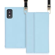 WORK22AO-BU-AWISH [LOOF Strap AQUOS wish/wish2用 クラッチバッグ風スマホケース/ロングストラップ＆カードポケット付き ブルー]