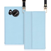 WORK22AO-BU-ASE7P [LOOF Strap AQUOS sense7 Plus用 クラッチバッグ風スマホケース/ロングストラップ＆カードポケット付き ブルー]