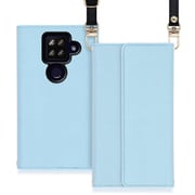 WORK22AO-BU-ASE4P [LOOF Strap AQUOS sense4 plus用 クラッチバッグ風スマホケース/ロングストラップ＆カードポケット付き ブルー]