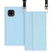 WORK22AO-BU-ASE4 [LOOF Strap AQUOS sense5G/sense4 basic/sense4 lite用 クラッチバッグ風スマホケース/ロングストラップ＆カードポケット付き ブルー]